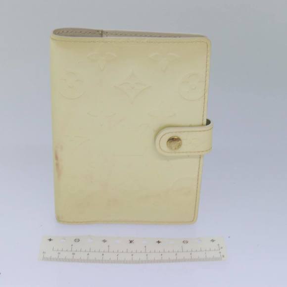 LOUIS VUITTON Vernis Agenda PM Day Planner Cover Perle R21010 LV Auth 84665